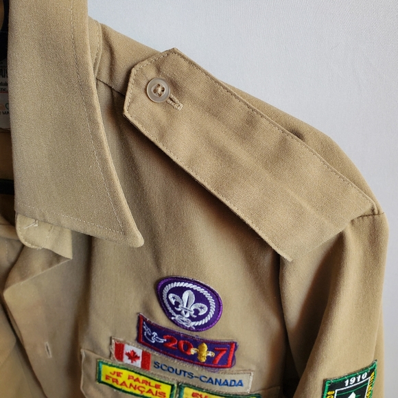 Vintage Beige Boy Scouts of Canada Shirt Men's small. Made in Canada - Picture 6 of 7